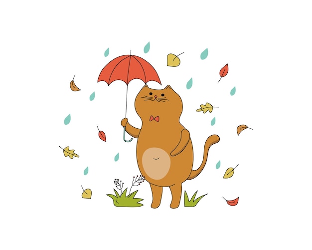 Katze mit regenschirm 1