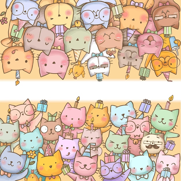 Katze niedlich kawaii zeichentrickfigur illustration clipart hintergrund