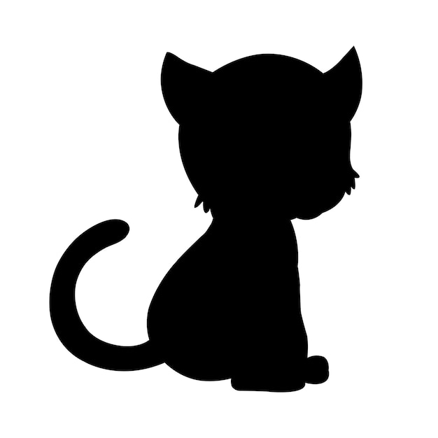 Katze-silhouette-vektor isoliert auf weißem hintergrund tiermalbuch für kinder