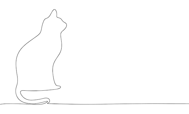 Katze sitzt Silhouette Kontinuierliche einzeilige Zeichnung Vektorillustration minimalistisches Design