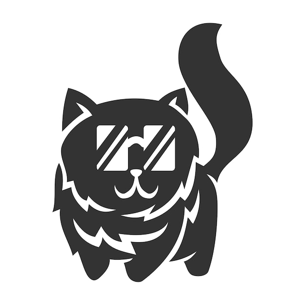 Katze stehend mit Brille Symbol Illustration Markenidentität