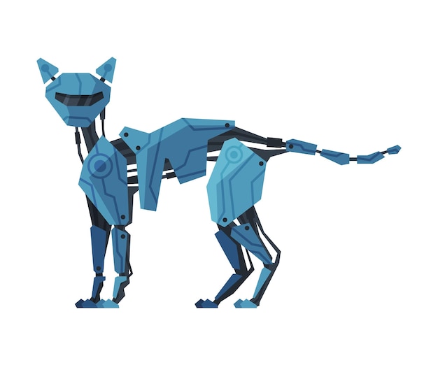 Katze Tier Roboter Künstliche Intelligenz Roboter Kreatur Vektor Illustration auf weißem Hintergrund