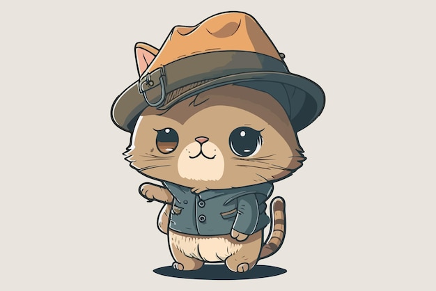 Katze trägt einen Hut-Vektor-Illustration