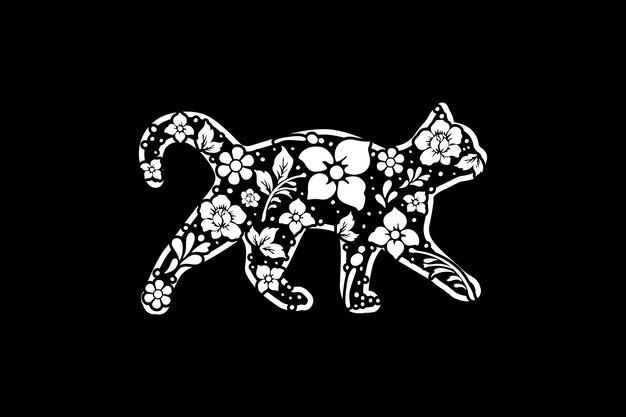 Katze und Blumennatur-Logo-Design