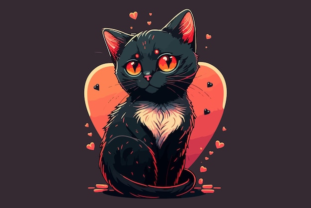 Katze-Valentine-Vektorillustration