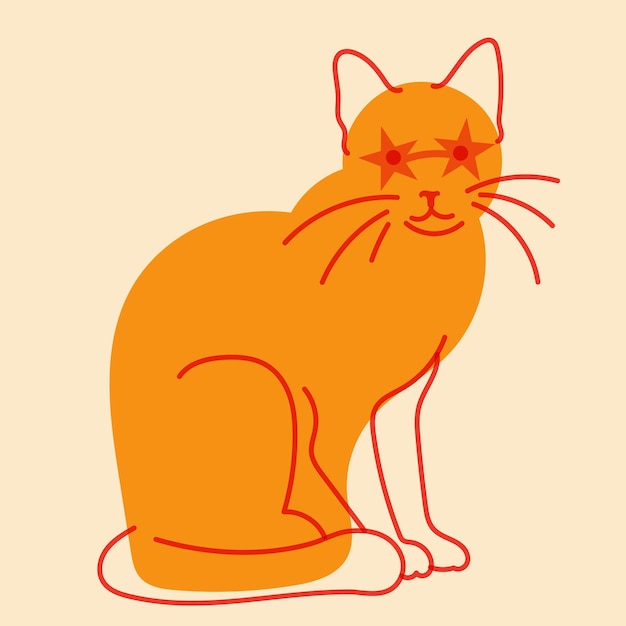 Katzen-Avatar-Abzeichen-Plakat-Logo-Vorlagen drucken Vektorillustration