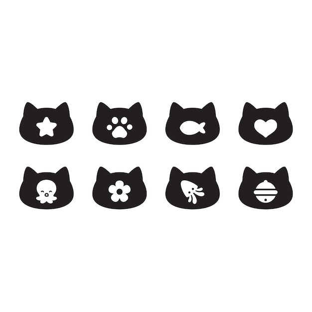Katzen-charakter-cartoon-kätzchen-kopf-symbol
