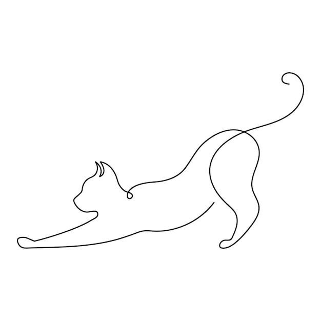 Vektor katzen, haustiere, einzelne zeilen, zeichnung, kontur, silhouette, vektorillustration