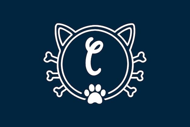 Vektor katzen-monogramm-buchstabe c-logo-designs