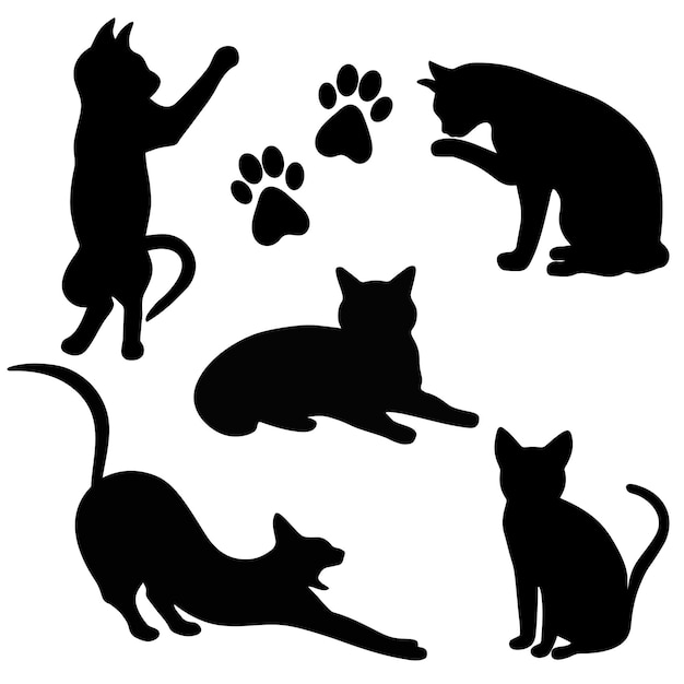 Katzen-silhouetten setzen vektorillustration