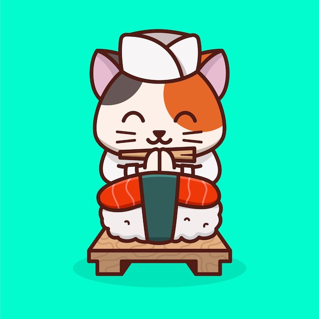 Katzen-sushi-meisterkarikatur