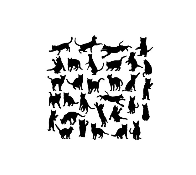 Vektor katzen-tier-silhouetten-kunst-vektor-design