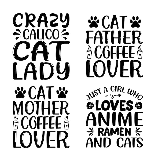 Katzen-typografie-schriftzug zitiert t-shirt-design-pakete