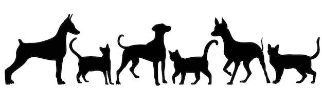 Vektor katzen und hunde silhouette isolierter vektor