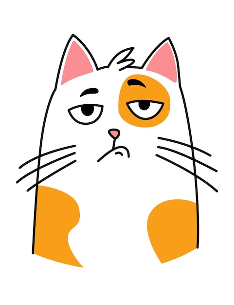 Katzenausdruck Cartoon-Haustier mit süßen Emotionen kreatives Emoji des heimischen Tieres Vektorillustration der lustigen Stimmung der Katze mit großen Augen