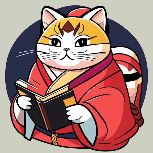 Vektor katzenautor-kimono-buch-vektorillustration