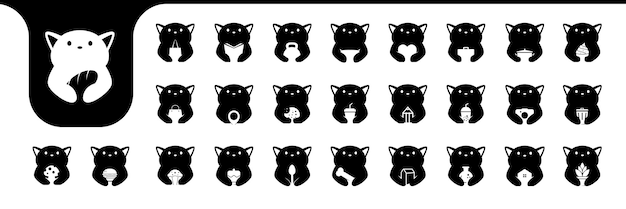 Katzenfett-flach-icon-set-kollektion logo-design-vektor