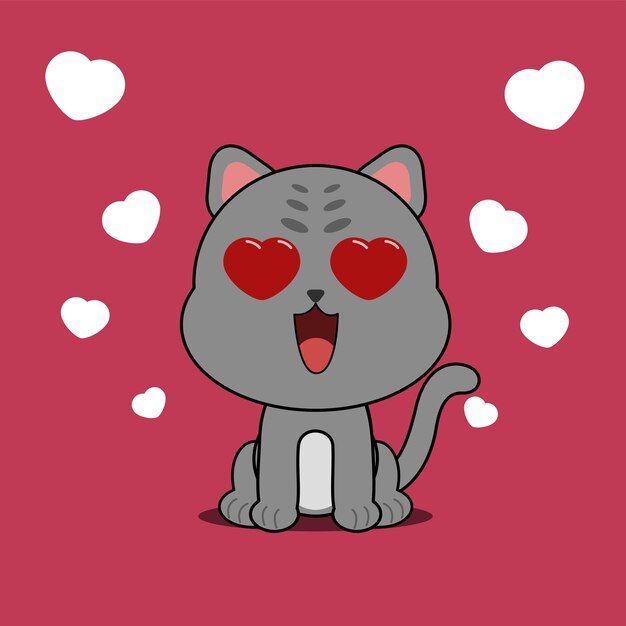 Katzenliebe, katze mit herzen, katzenemoji, süße kätzchenkatze mit
