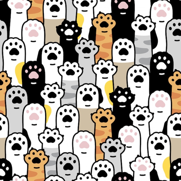 Katzenpfote Kätzchen Fußabdruck nahtlose Muster Cartoon