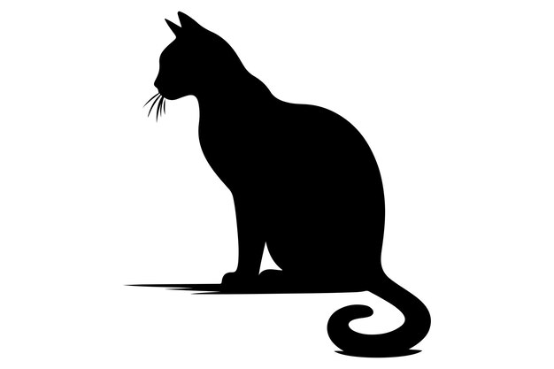 Katzensilhouette Vektor im monochromen Stil auf weißem Hintergrund