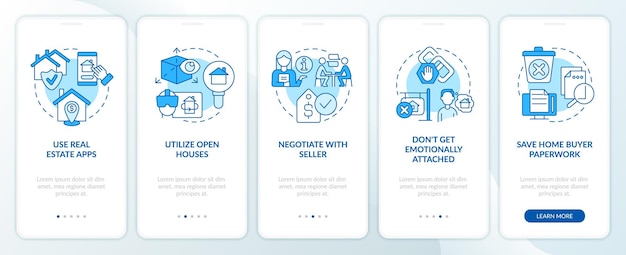 Kaufen Sie den Bildschirm der mobilen Onboarding-App von House Blue