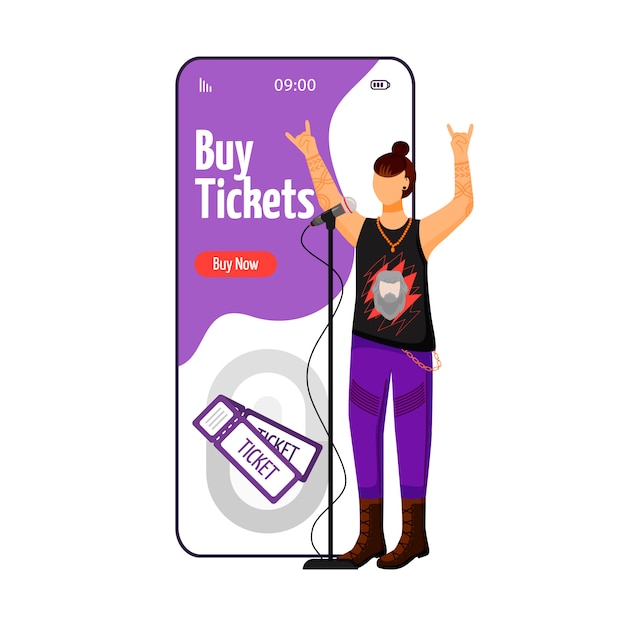 Kaufen sie tickets cartoon smartphone vektor app bildschirm.