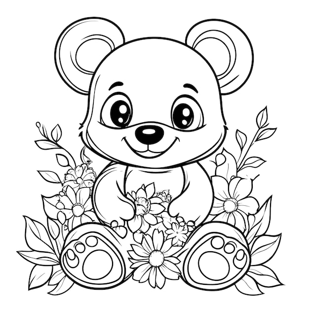 Kawaii-Bär Malblätter für Kinder