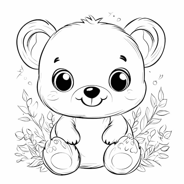 Kawaii-Bär Malblätter für Kinder