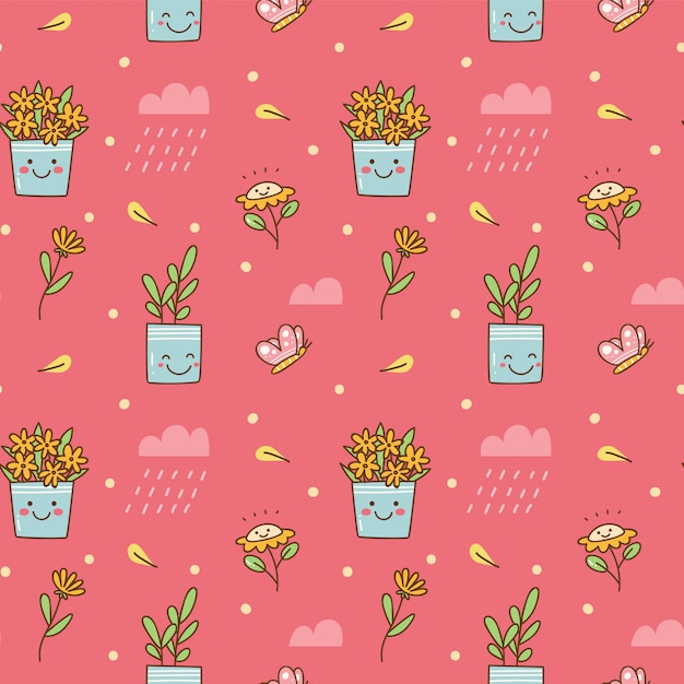 Kawaii blume nahtlose hintergrund