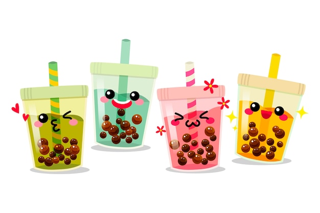 Kawaii bubble tea konzept