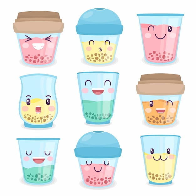 Kawaii bubble tea set