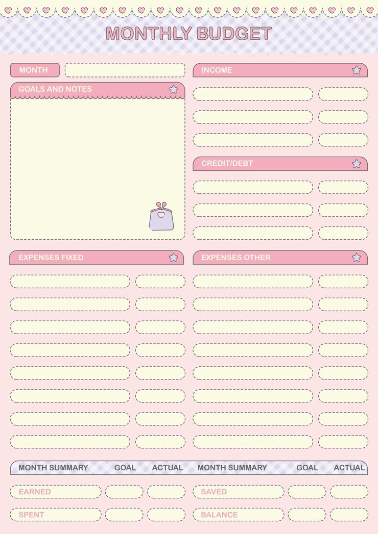 Vektor kawaii budgetplaner