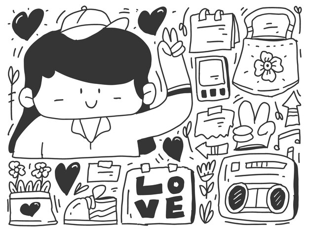 Kawaii cartoon-doodle-valentinsgruß-design