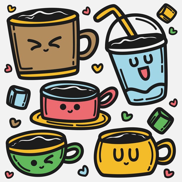 Kawaii cartoon drink doodle illustration