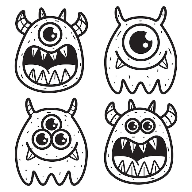 Kawaii cartoon monster doodle design illustration