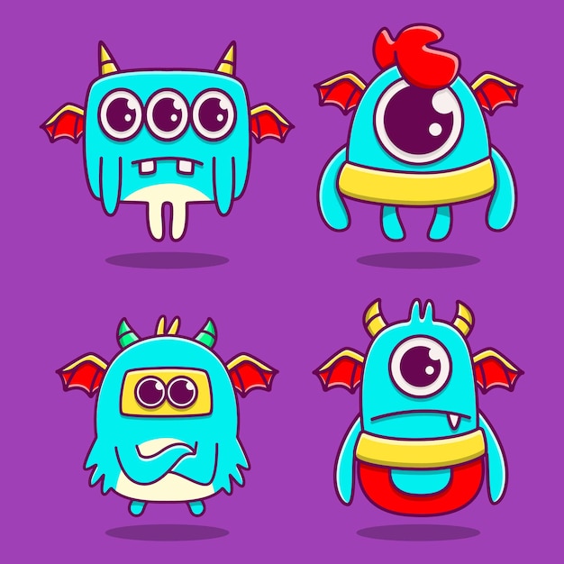 Kawaii Cartoon Monster Doodle Design Illustration