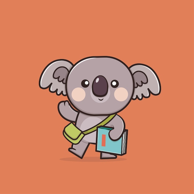 Kawaii cute koala back to school symbol maskottchen illustration