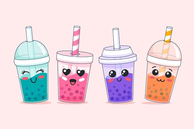 Vektor kawaii design bubble tea