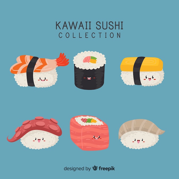 Kawaii Hand gezeichnete Sushi-Sammlung