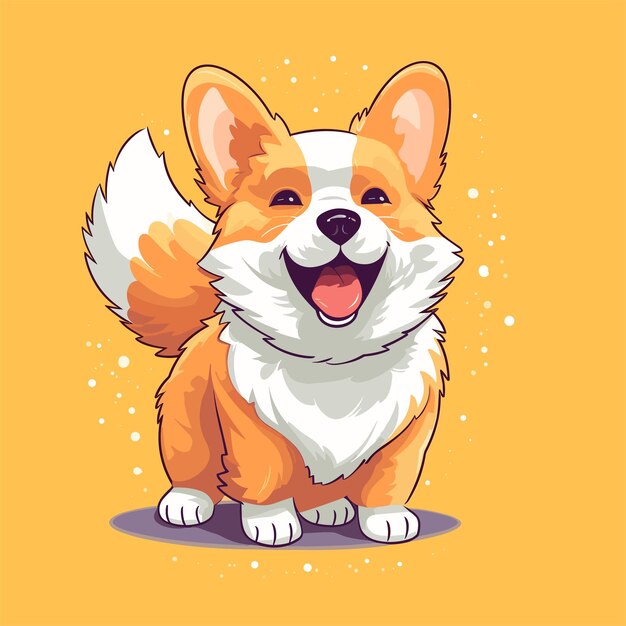 Vektor kawaii-hunde glücklicher shiba-inu-hund in japanischer cartoon-vektorillustration