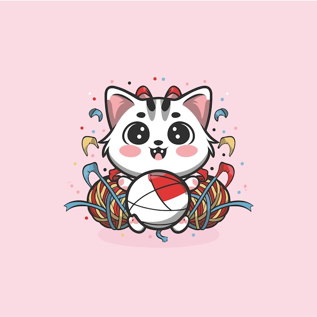 Kawaii katze vektorkunst-illustration