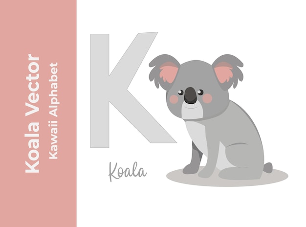 Kawaii-koala-vektor-alphabet-buchstabe k