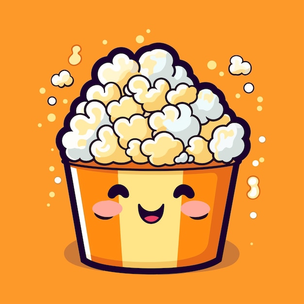 Kawaii-Popcorn-Aufklebervektor