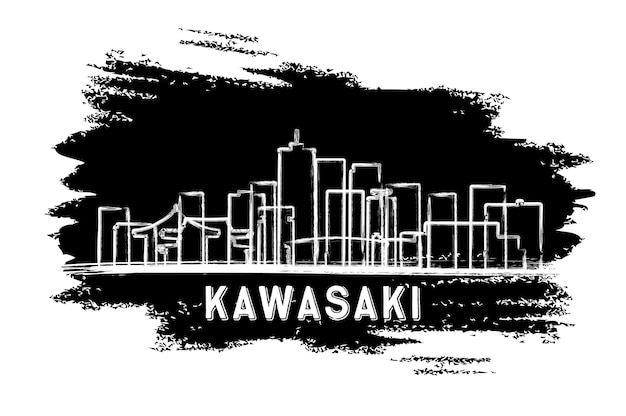 Kawasaki japan city skyline silhouette handgezeichnete skizze geschäftsreise- und tourismuskonzept mit moderner architektur