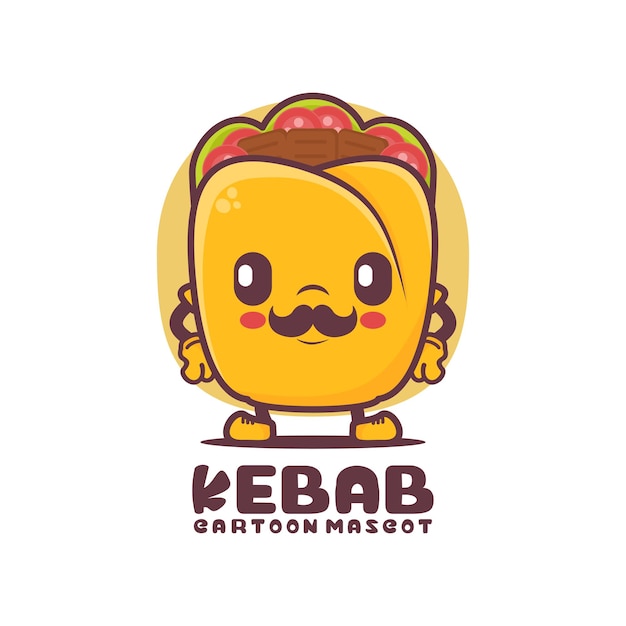 Kebab-Karikatur-Maskottchen-Essen-Vektor-Illustration