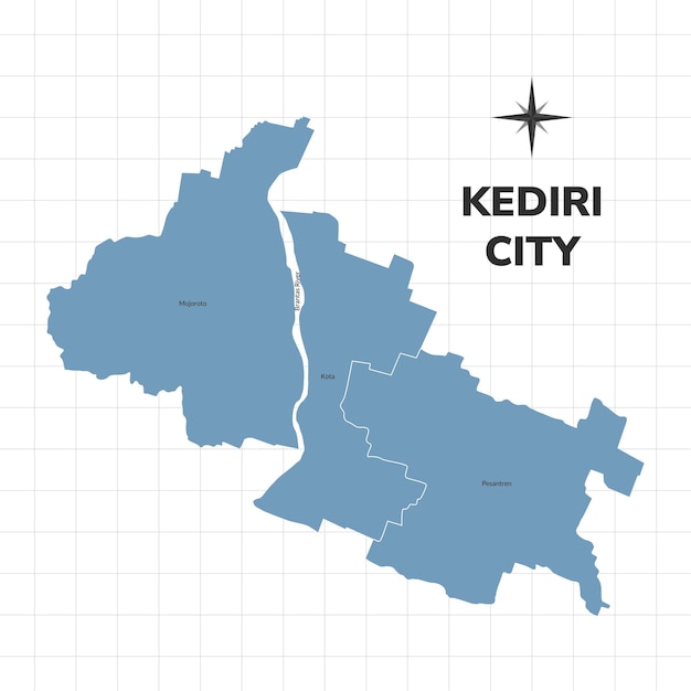 Vektor kediri stadtkarte illustration karte der städte in indonesien