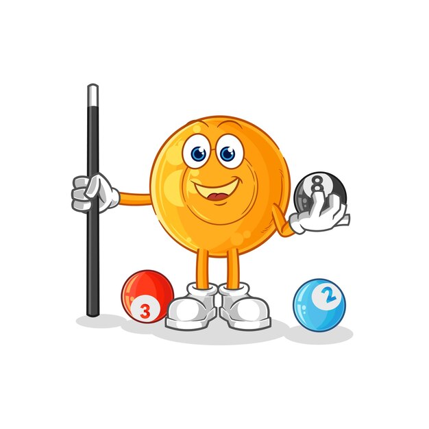 Kehlpastillen spielen Billardcharakter-Karikatur-Maskottchen-Vektor