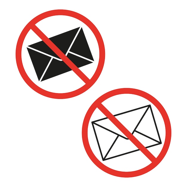 Kein e-mail-symbol keine e-mailing-spam-verbot vektor-illustration stock-bild