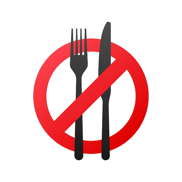 Kein essen foto zeigt ein symbol „nicht essen“ auf weißem hintergrund