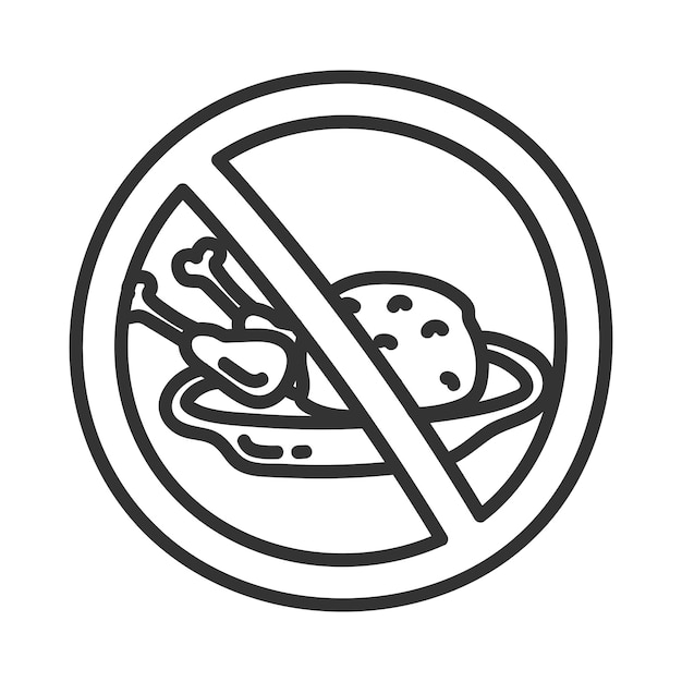 Vektor kein essen zeichen schwarze zeile symbol verbotnesymbol ramadan fasten vektor-illustration